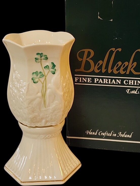 Belleek Other - 🍀BELLEEK Porcelain Tea light Votive Candle Holder w-Shade Fairy Light Lamp Box